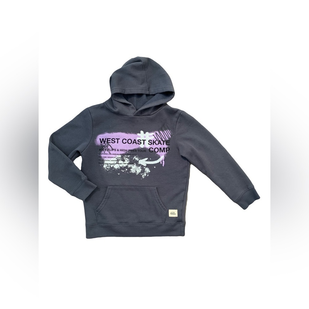 Cotton On Size 8 Grey Graffiti Skating Hoodie Sweatshirt